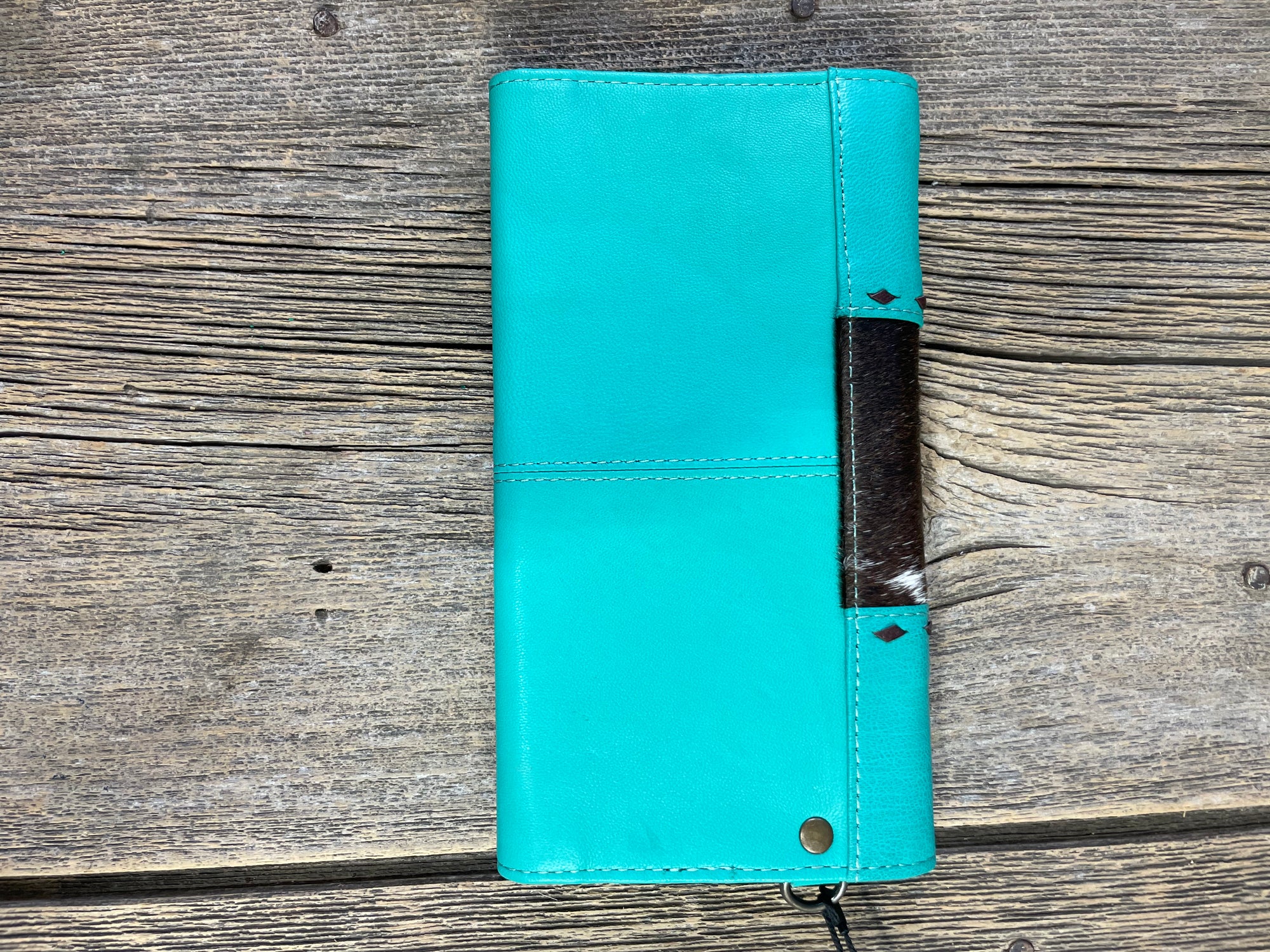 Turquoise Leather & Cowhide Wallet