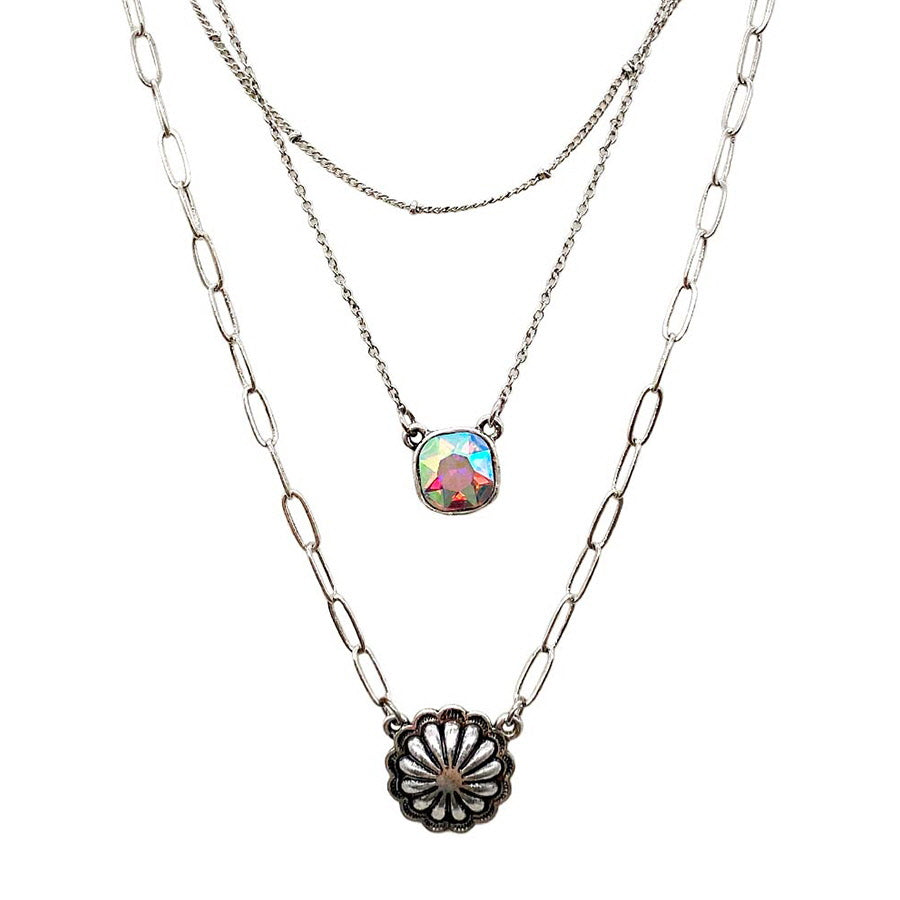 Concho & Glass Stone Necklace
