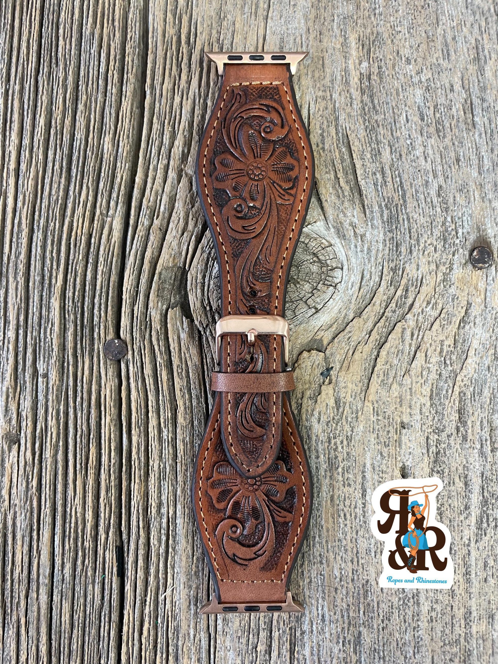 Tooled Leather Apple Watch Band