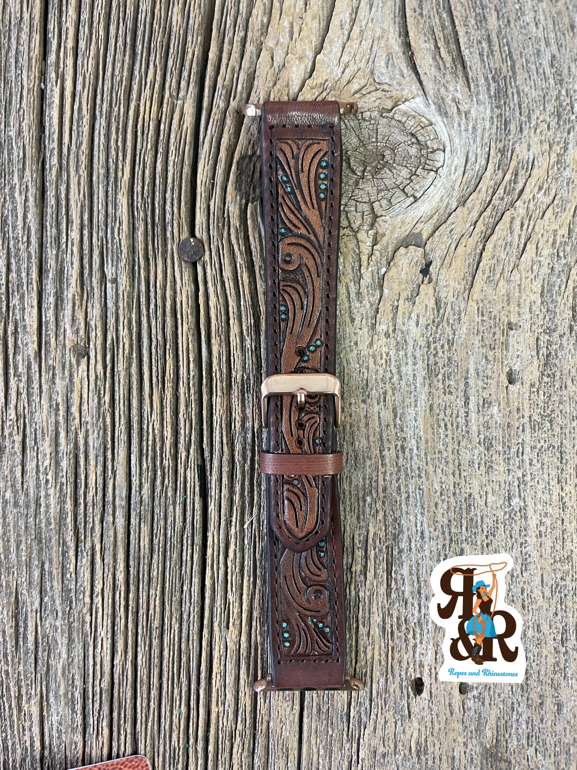 Tooled Leather Apple Watch Band Dots