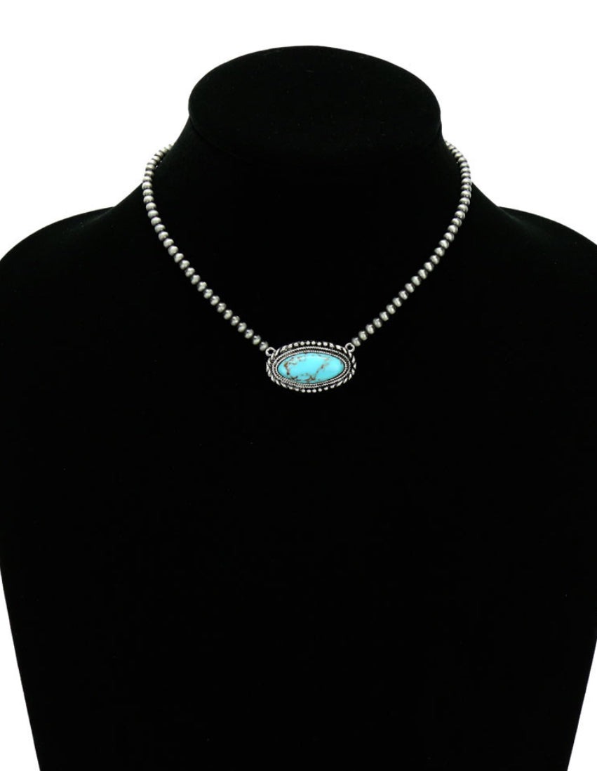 Turquoise Oval Choker Necklace