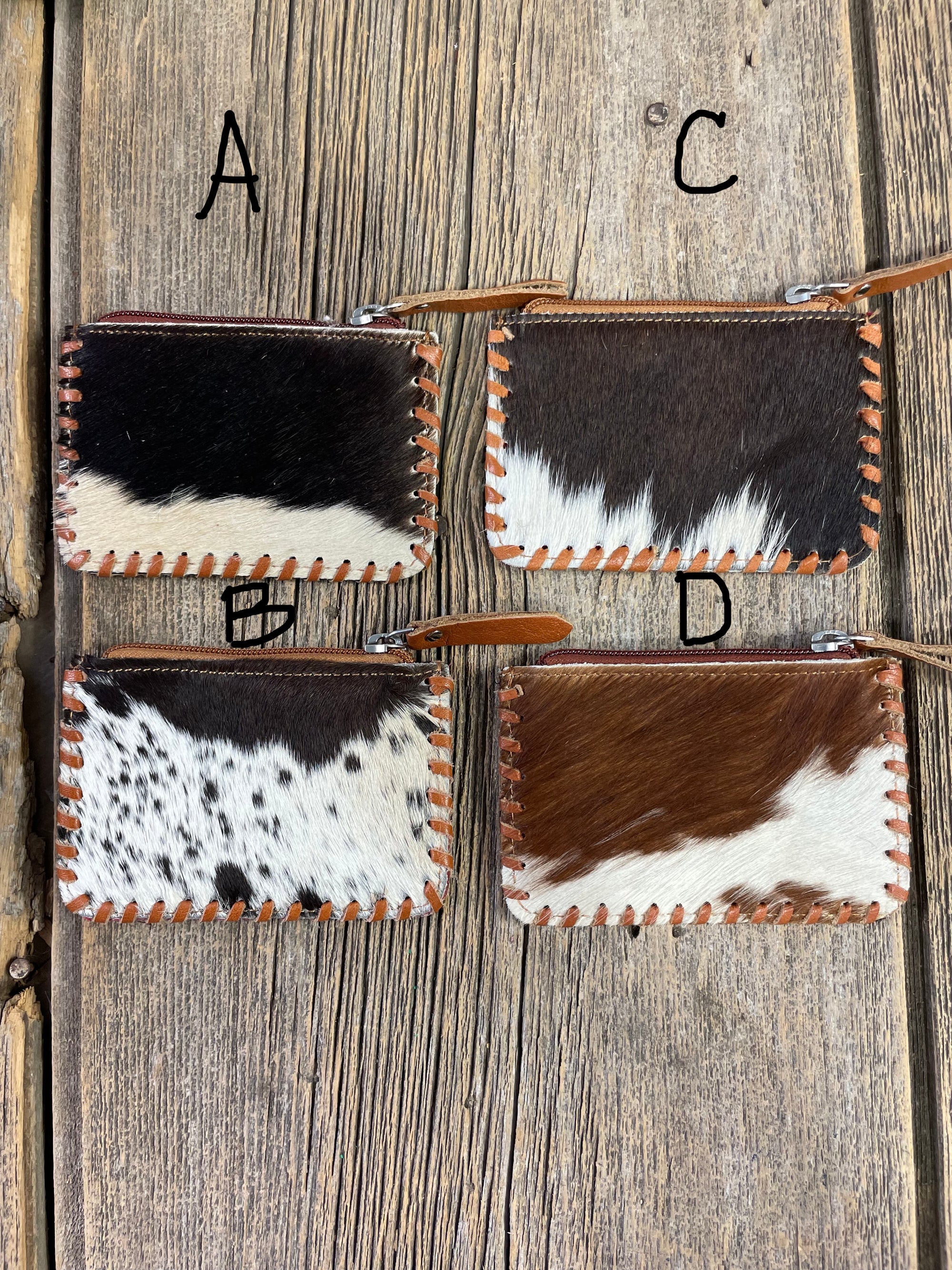 Cowhide & Tooled Leather Pouch