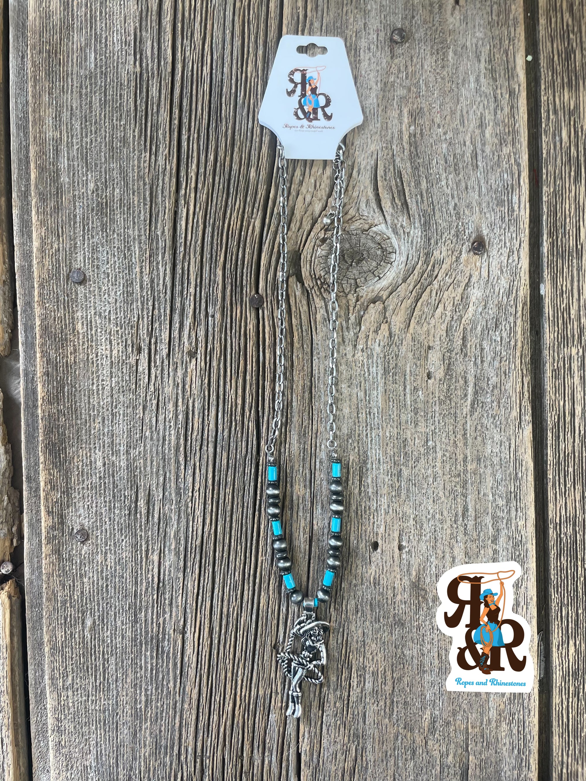 Roping Cowgirl Necklace Set