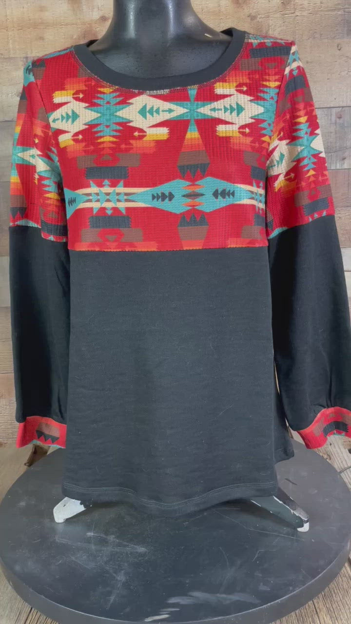 Red Aztec Thermal Top