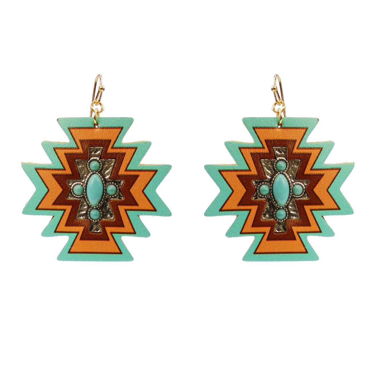 Aztec Leatherette Concho Earrings