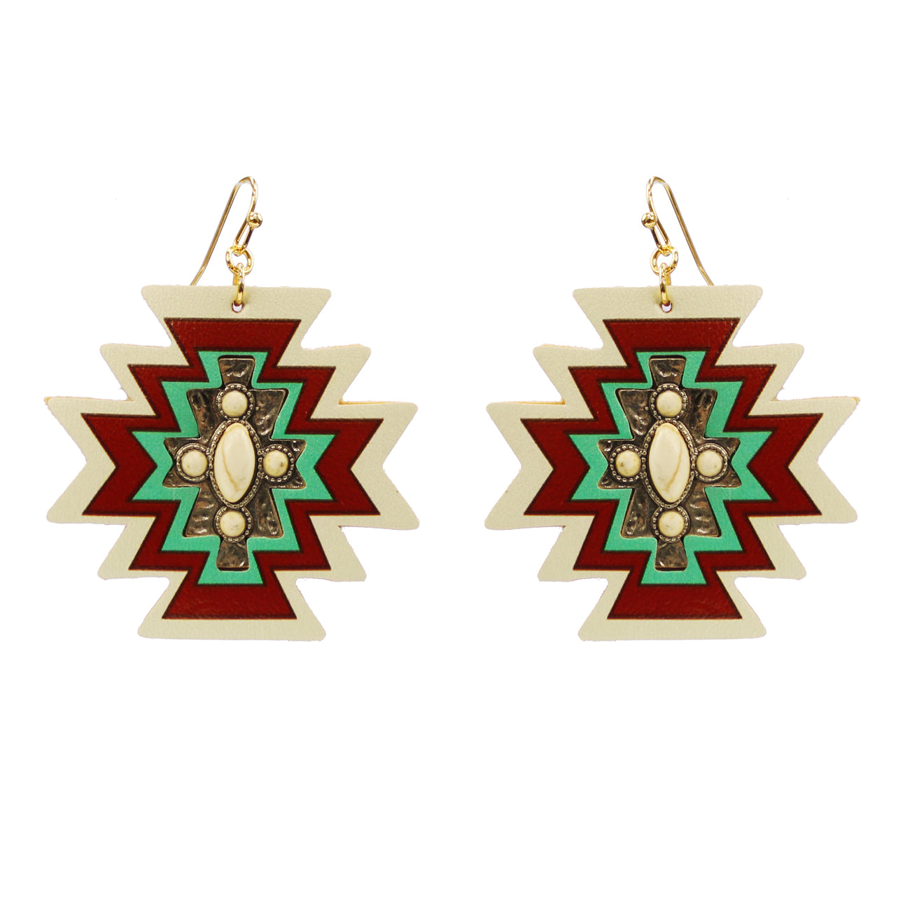 Aztec Leatherette Concho Earrings