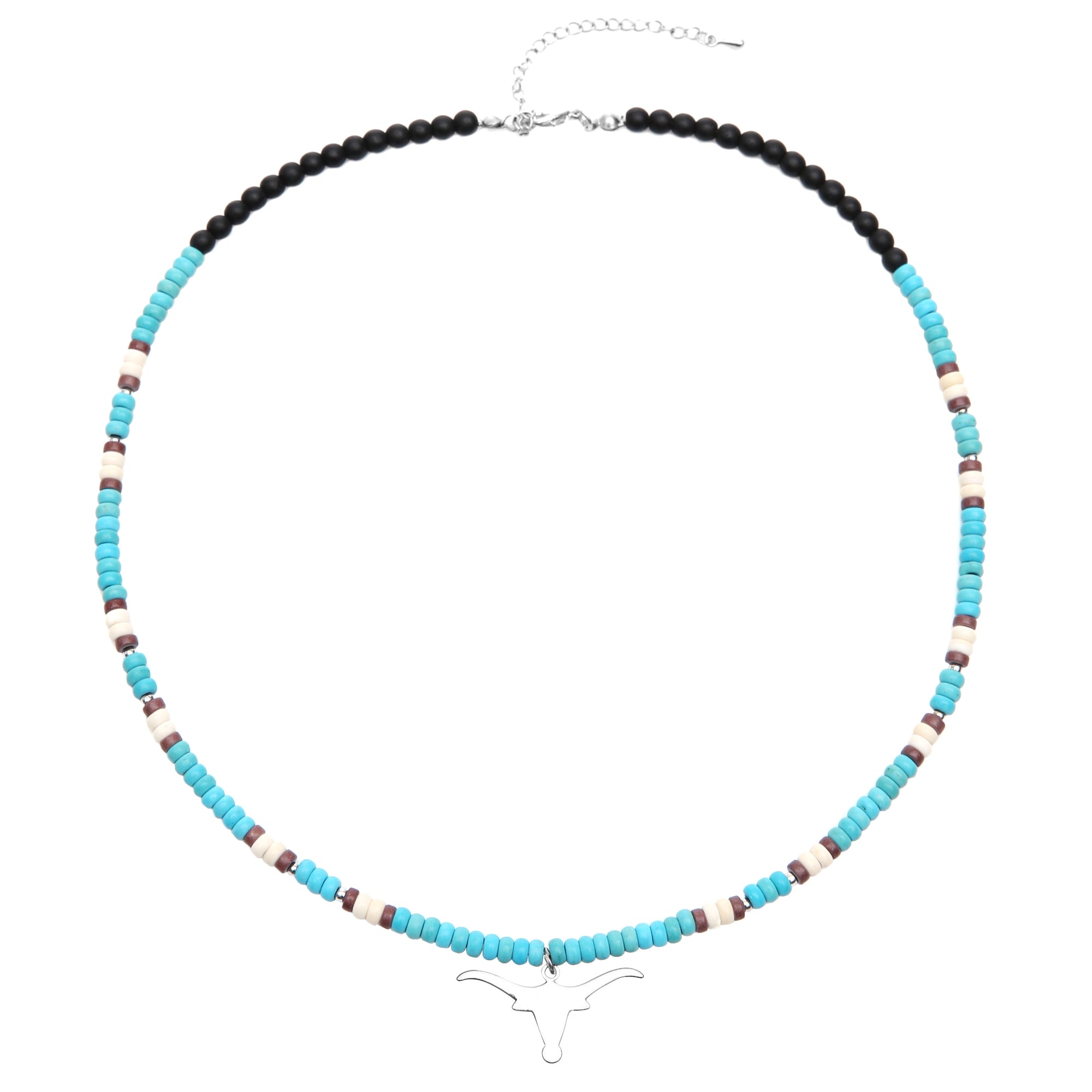 Cow Skull Turquoise Beaded Necklace