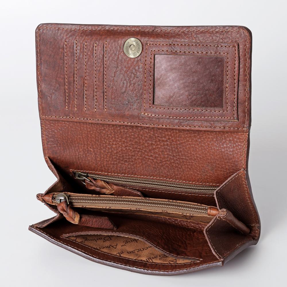 Tooled Leather Buck Stitch Wallet