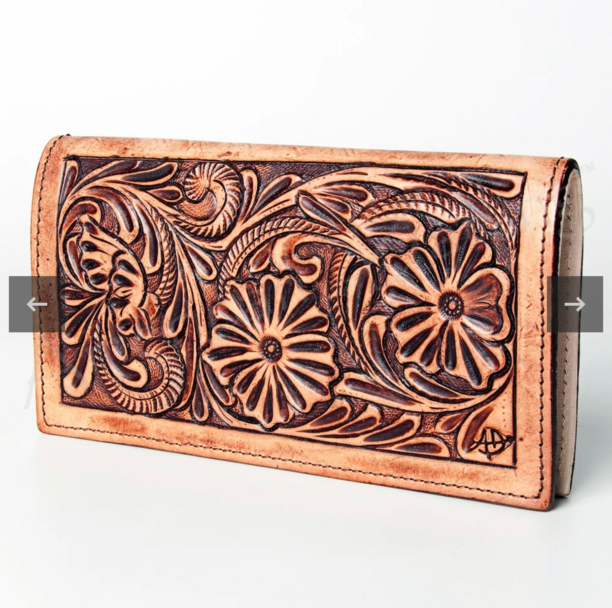 Floral Tooled Leather  Wallet