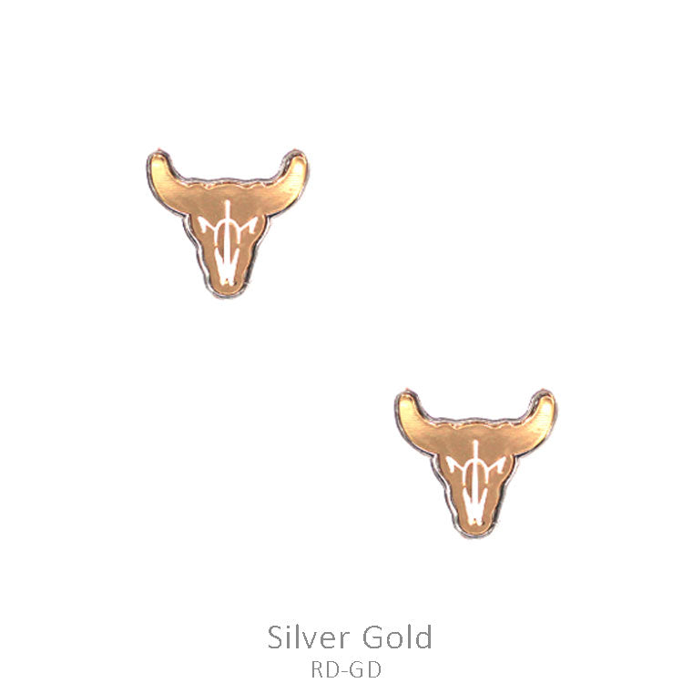 Two Tone Cow Skull Earrings