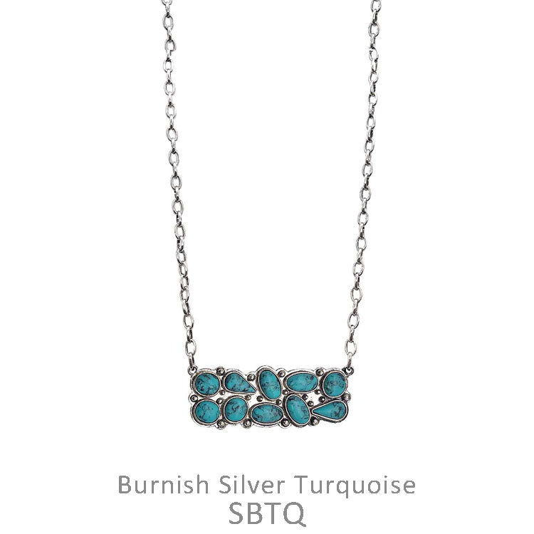 Turquoise Cluster Bar Necklace