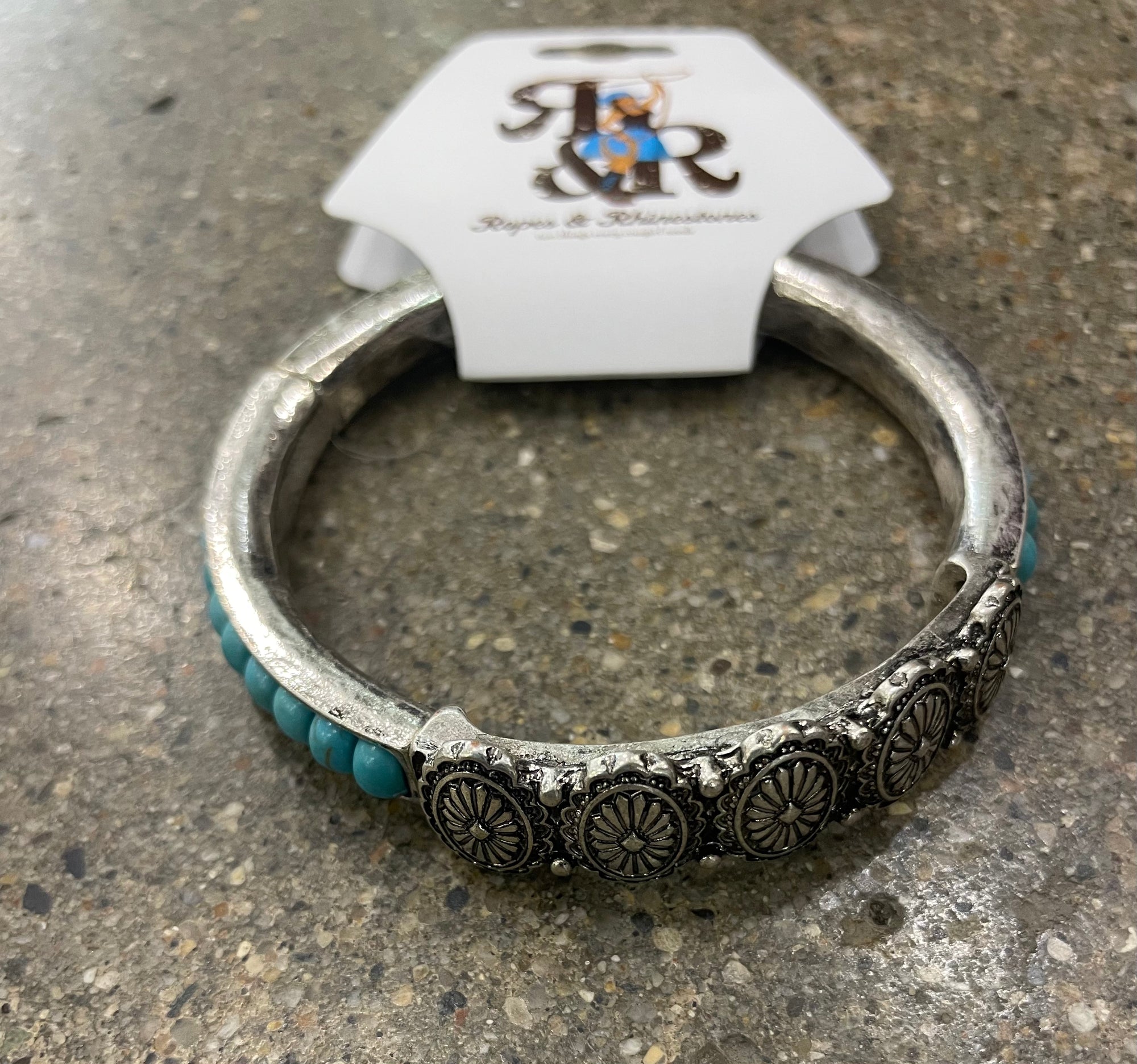 Turquoise Bead & Concho Bracelet
