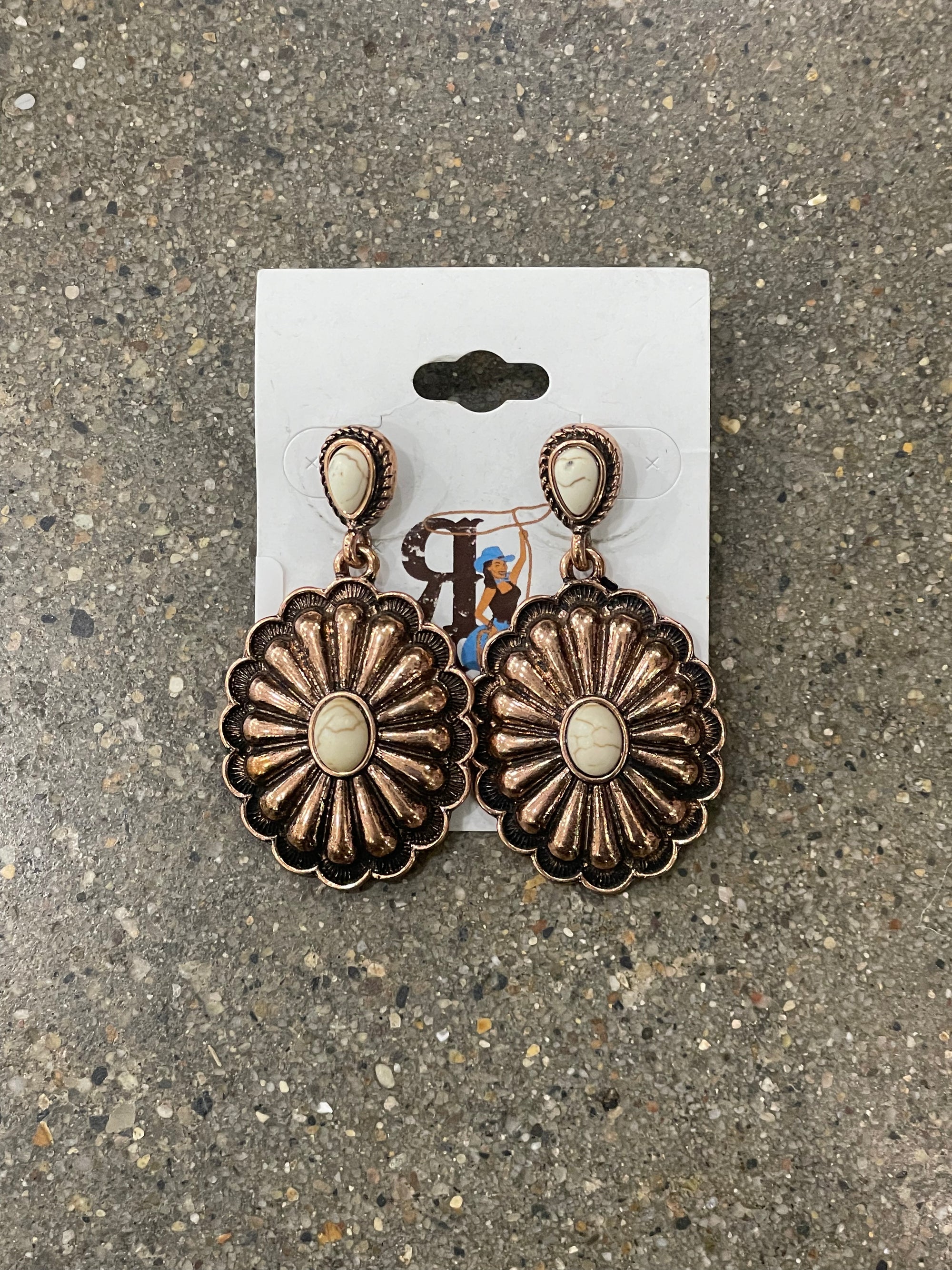 Copper Concho Dangle Earrings