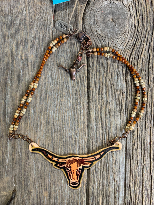 Vintage Longhorn Leather Necklace