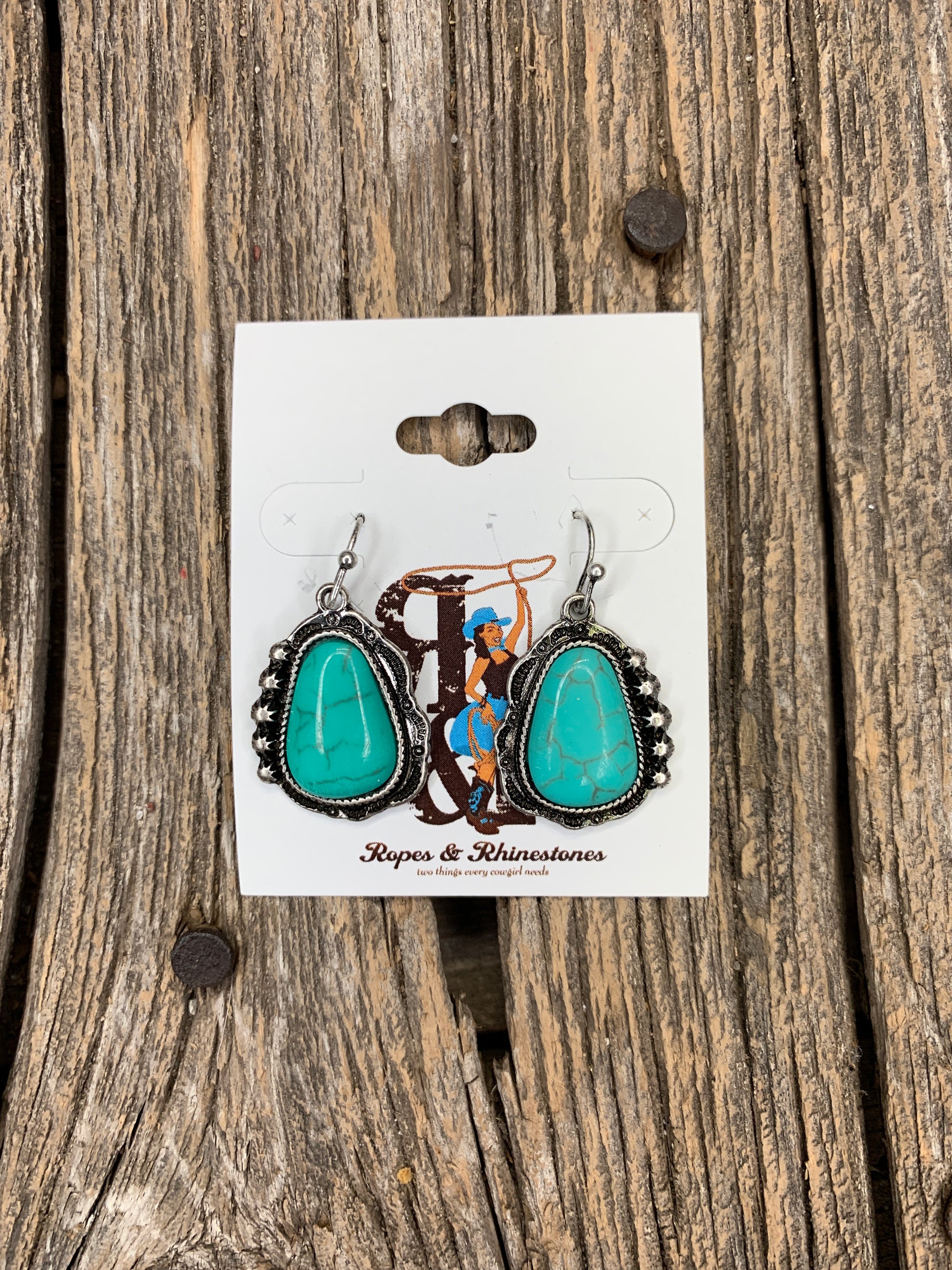 Cinco Spot Turquoise Earrings - Ropes and Rhinestones
