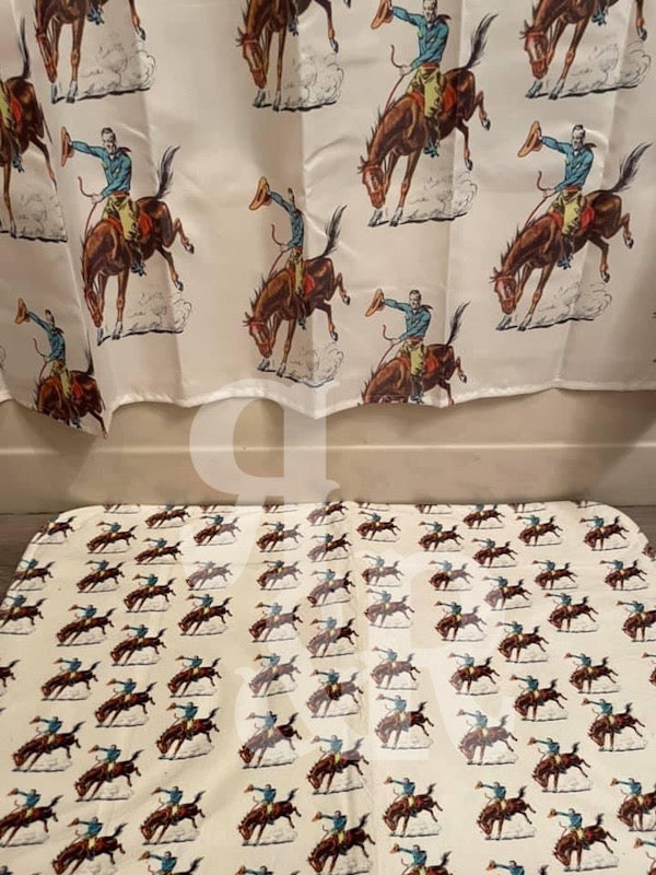Western Print Shower Curtain or Bath Mat
