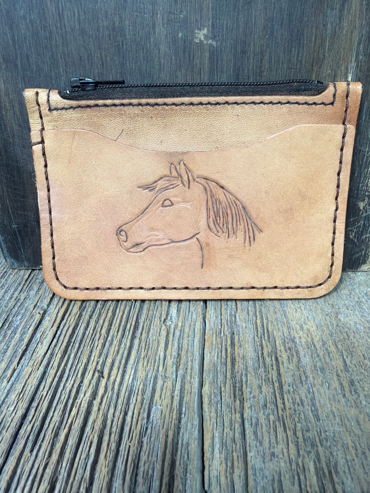 Leather tooled coin purse/wallet