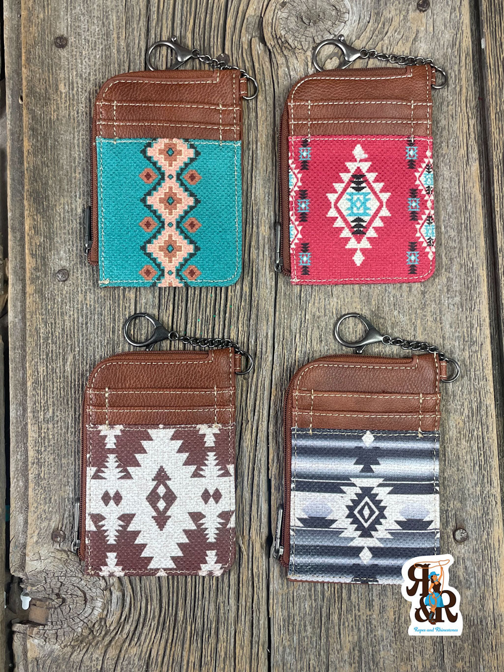 Wrangler Southwest Zip Key Chain Card Wallet