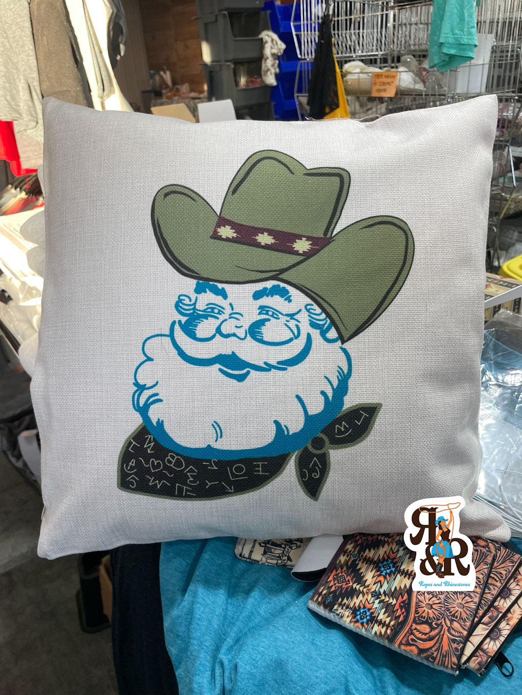 Punchy Cowboy Santa Pillow Cover