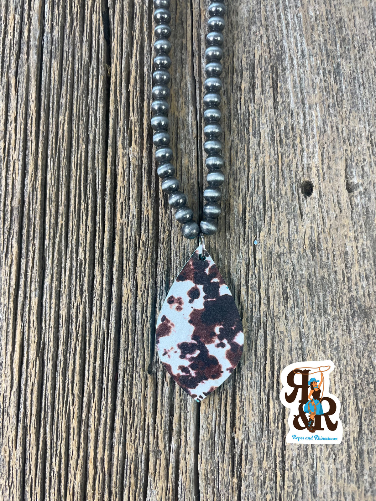 Cowhide Print &amp; Turquoise Earrings