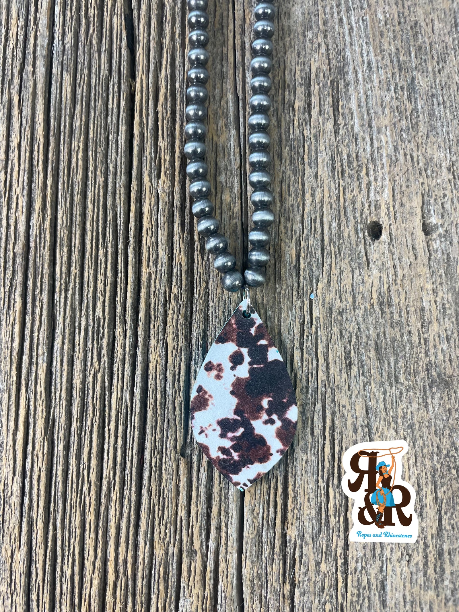 Cowhide Print & Turquoise Earrings