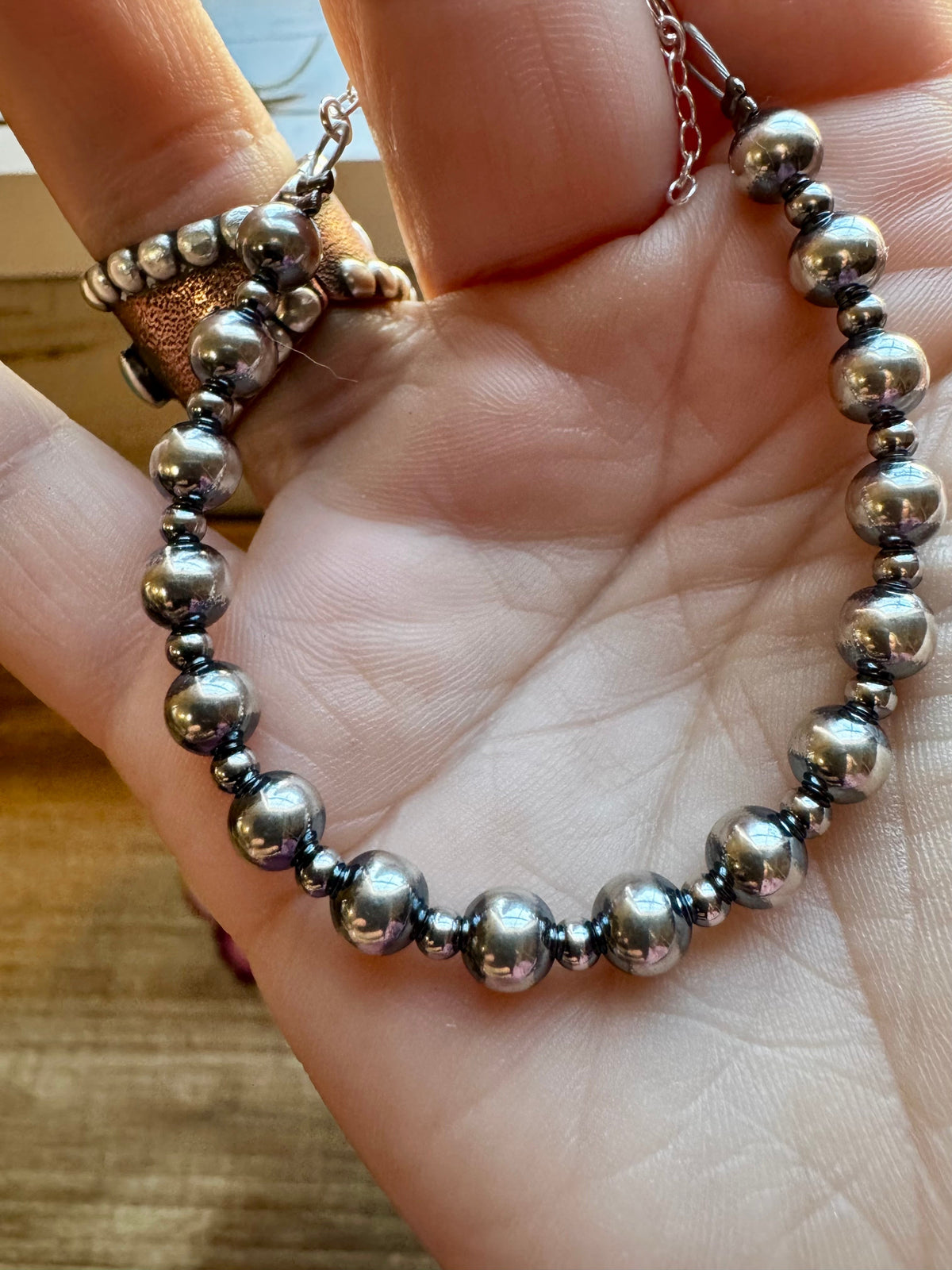 3 mm &amp; 6 mm Sterling Silver Pearls bracelet