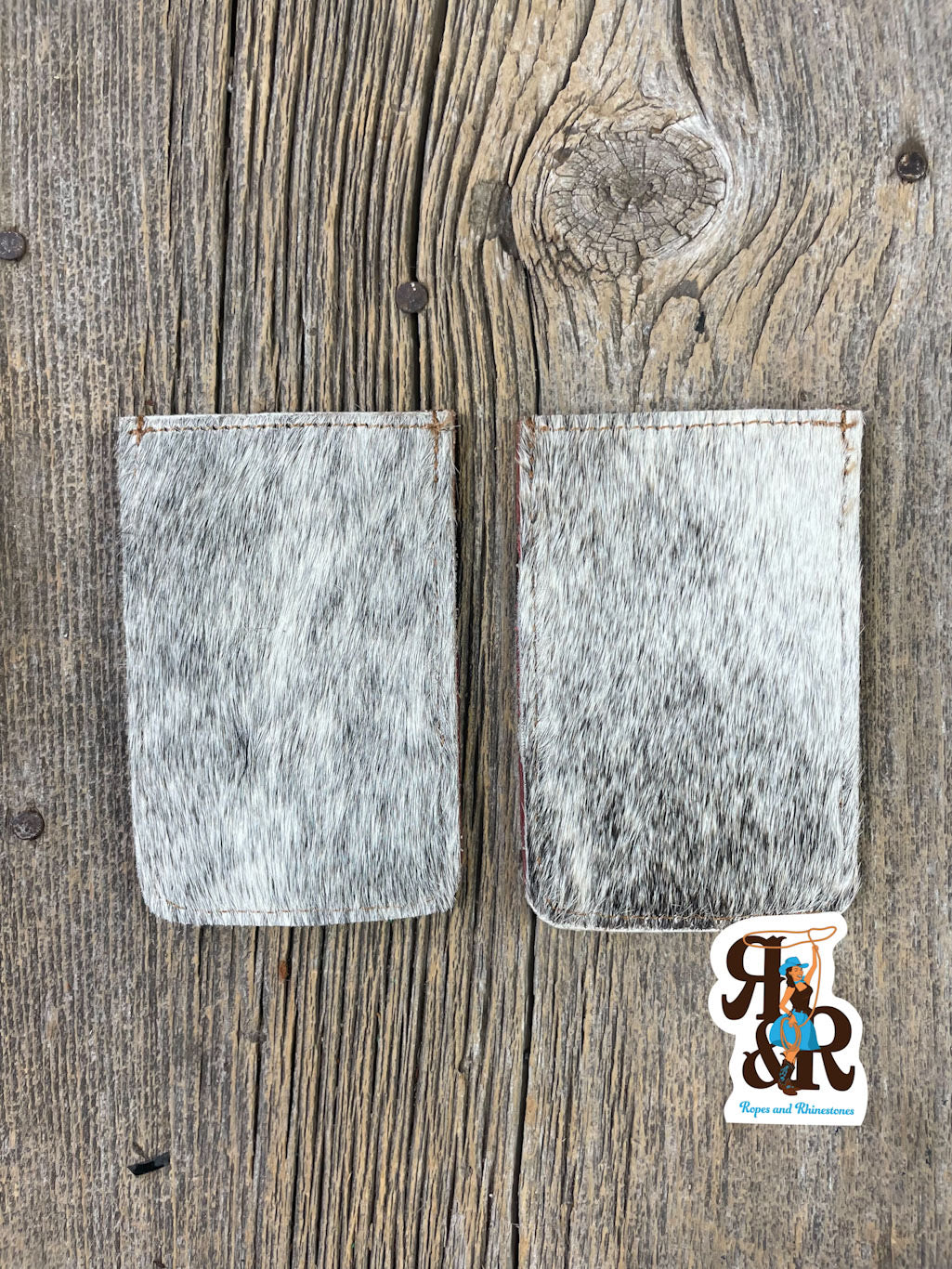 Tooled Leather Card Wallet Cowhide & White Stitch