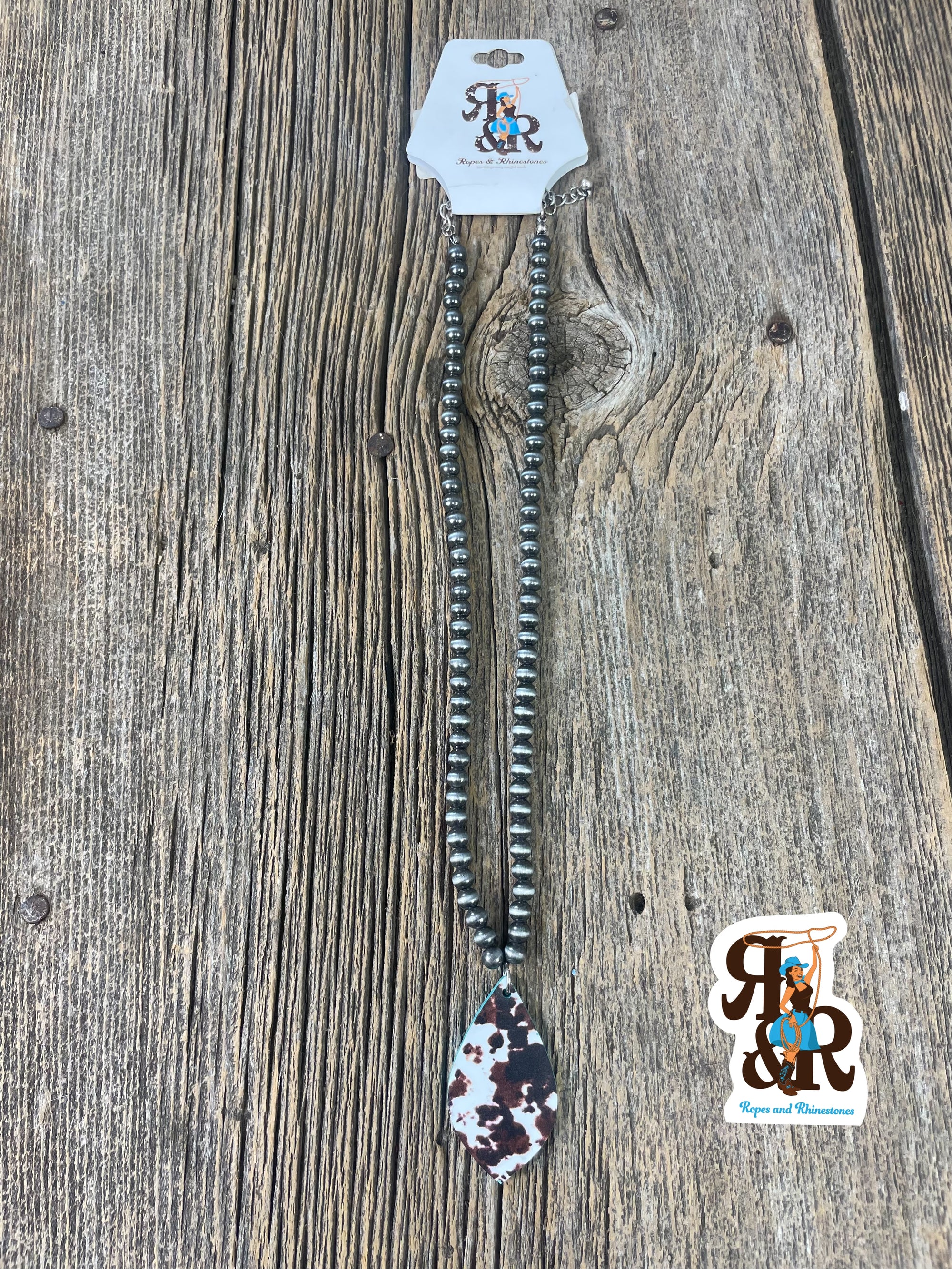 Cowhide & Turquoise Necklace