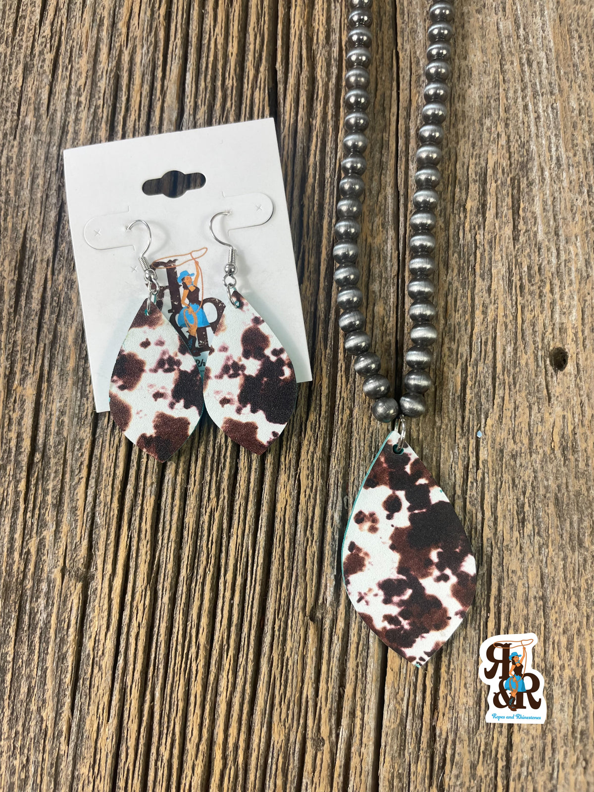 Cowhide &amp; Turquoise Necklace