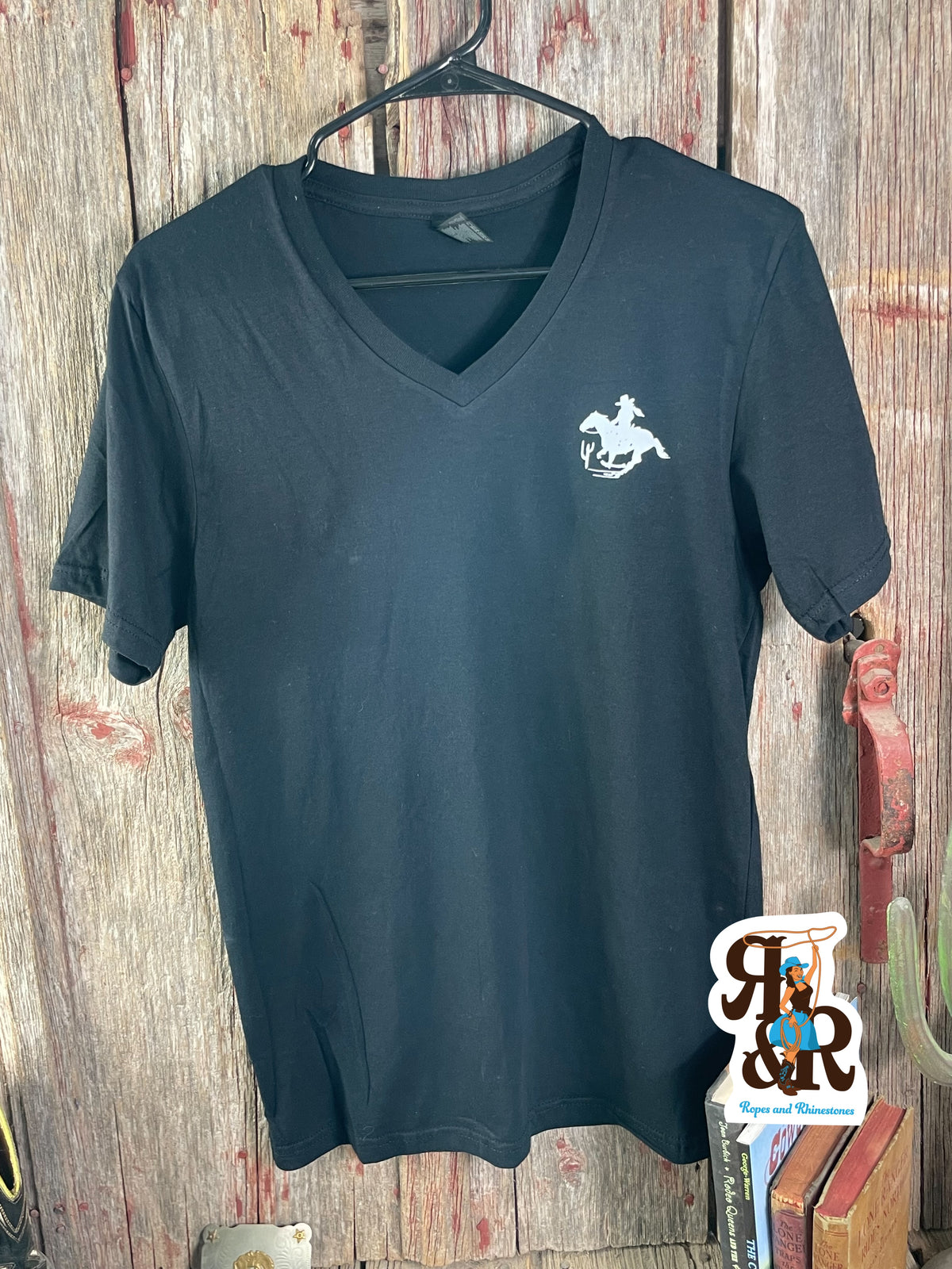 Running Cowgirl V Neck Tee
