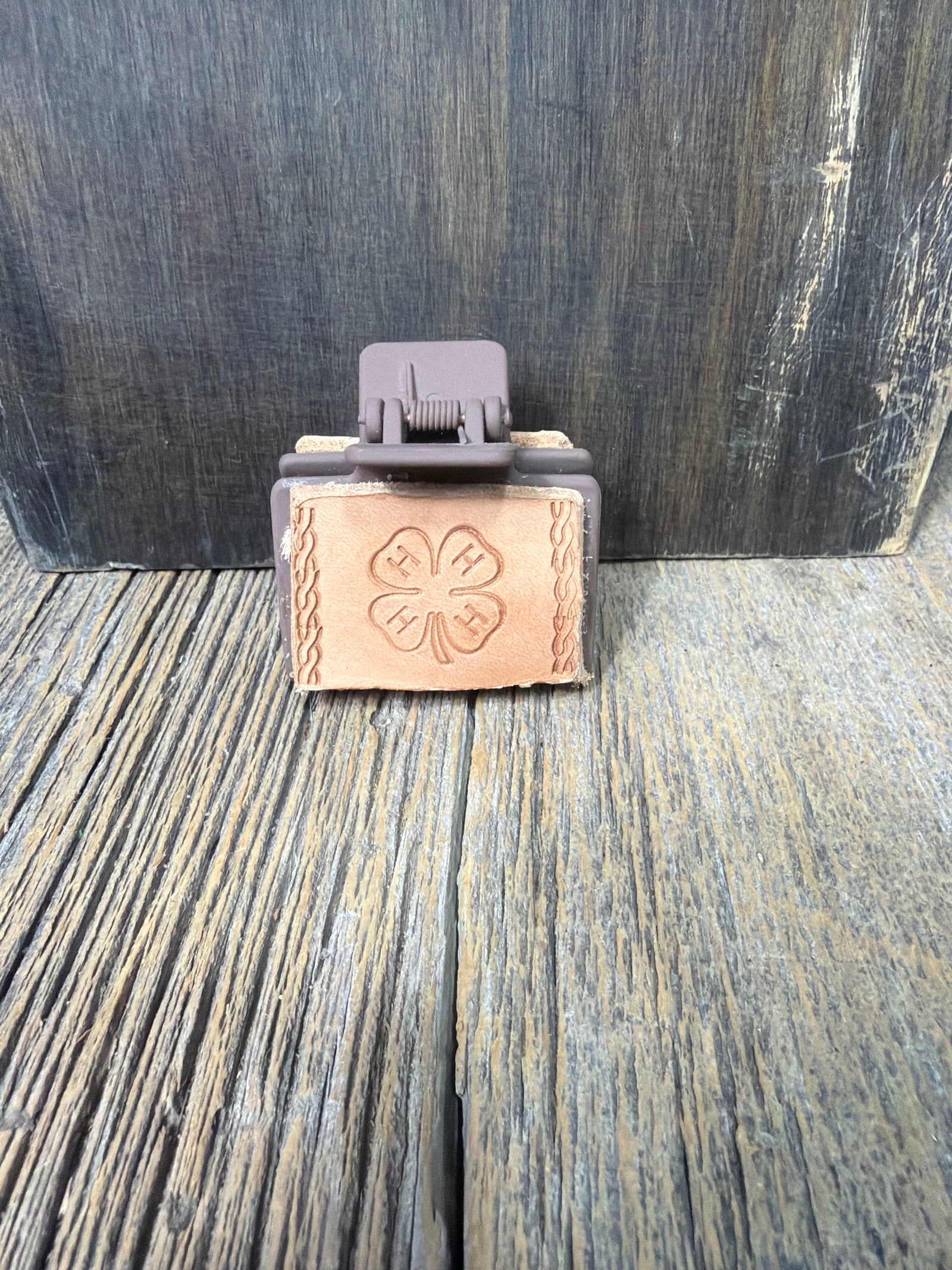 Hand made leather hair clip