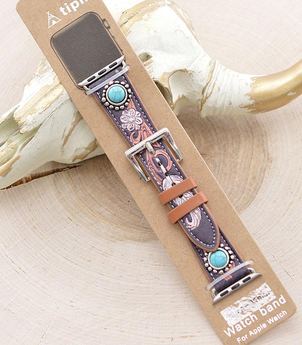 Tooled with Turquoise Stone Apple Watch Band