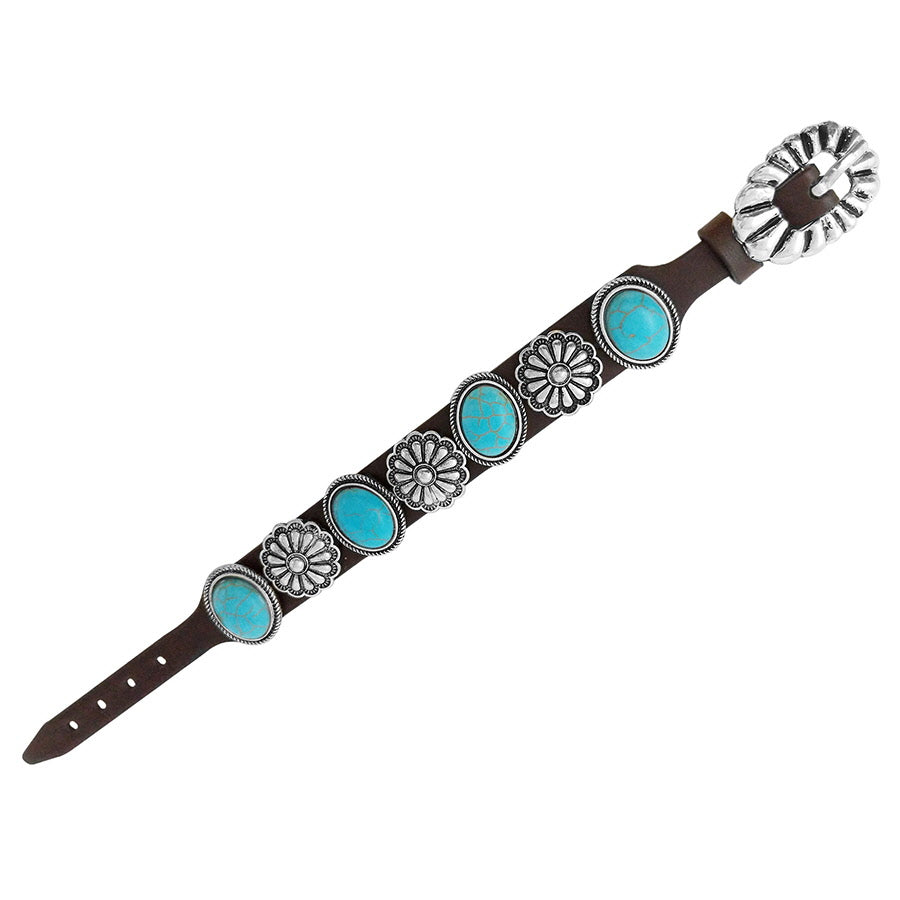 Turquoise & Concho Buckle Bracelet