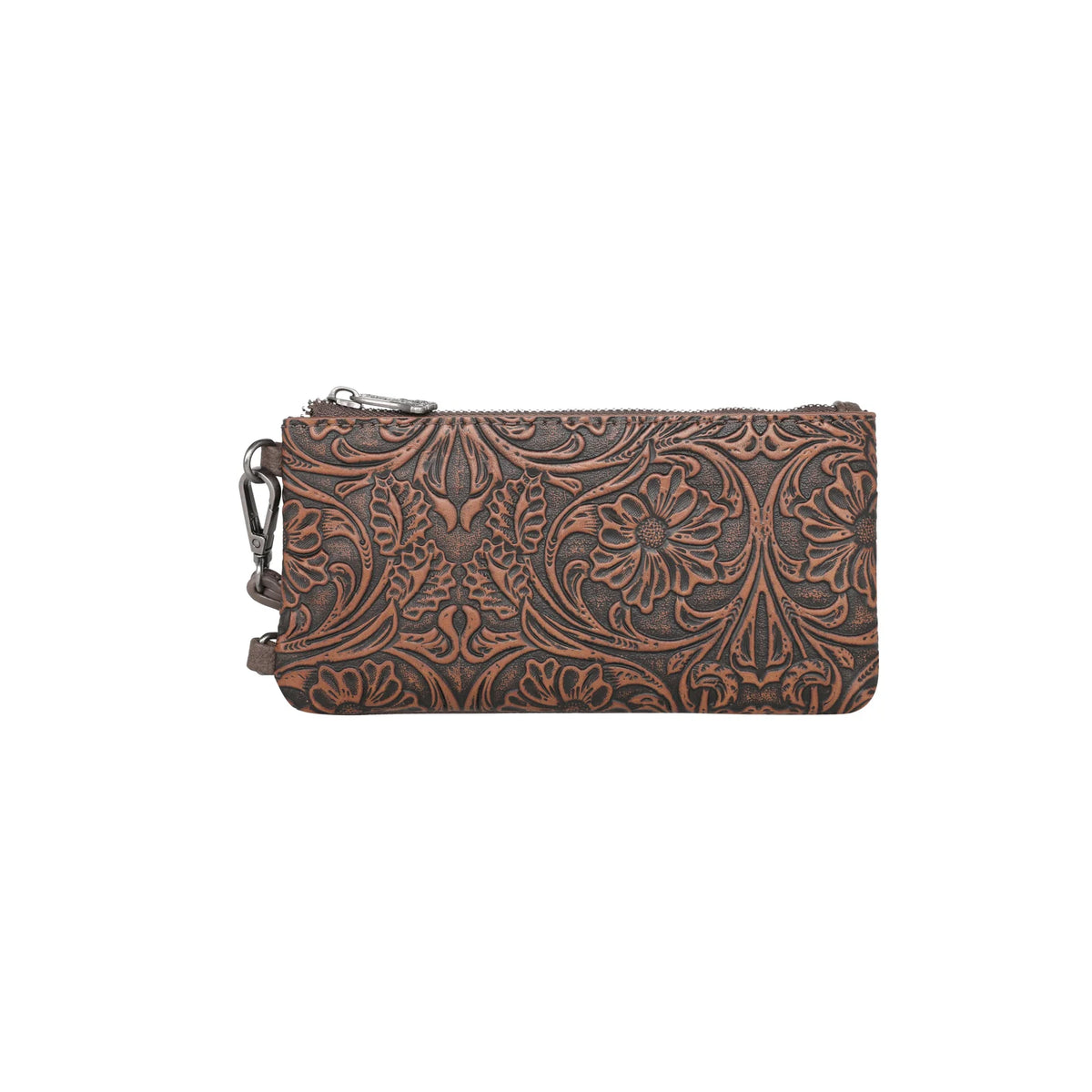 Tooled &amp; Cowhide Cross Body Phone Purse