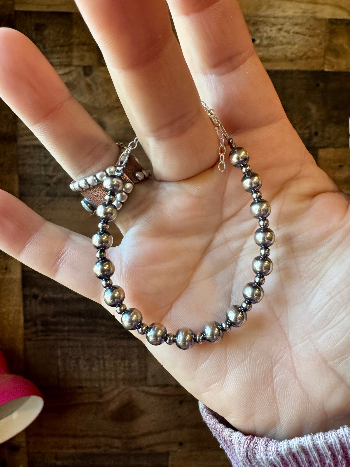 3 mm &amp; 6 mm Sterling Silver Pearls bracelet