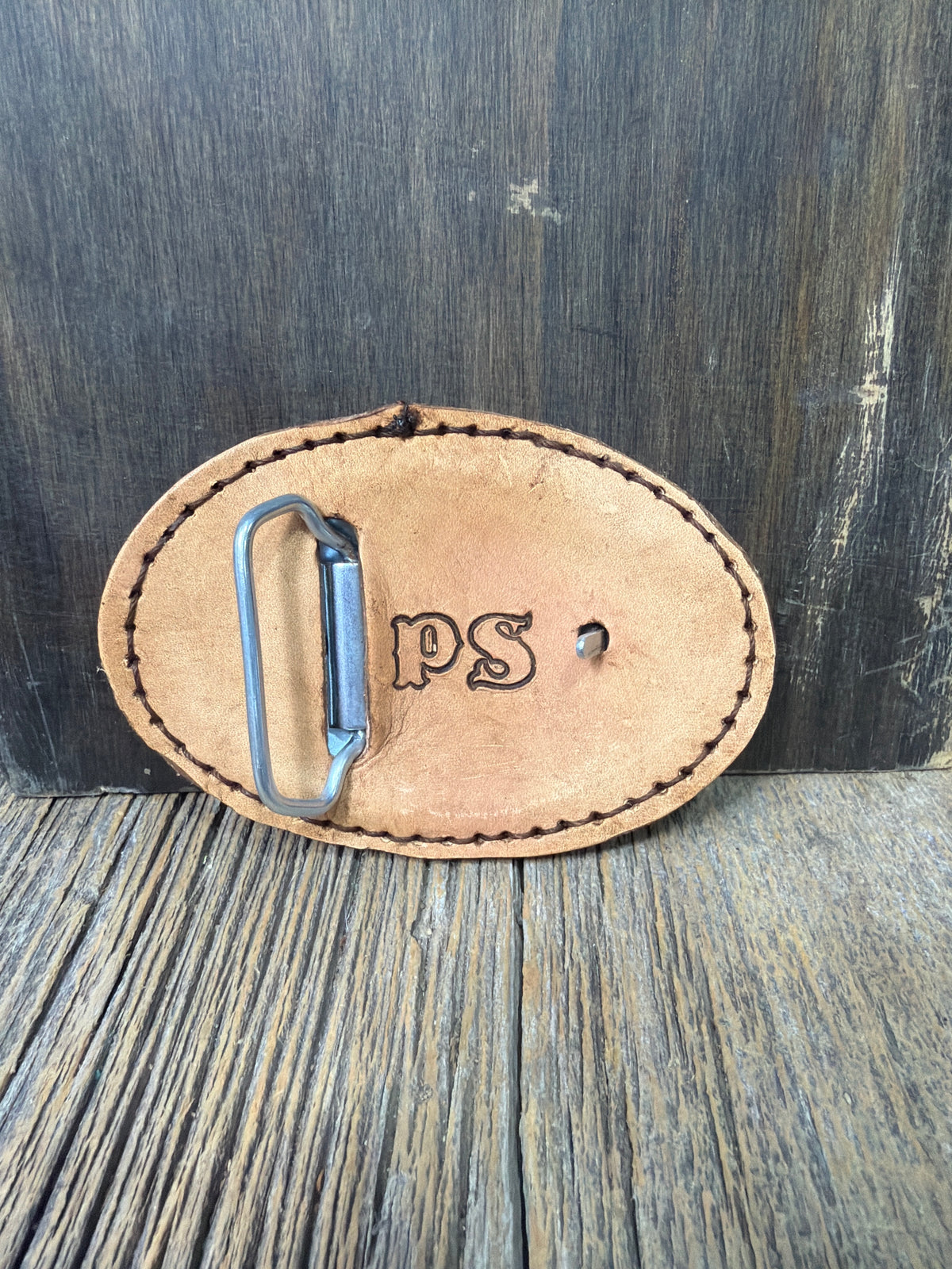 Leather tooled belt buckle ￼