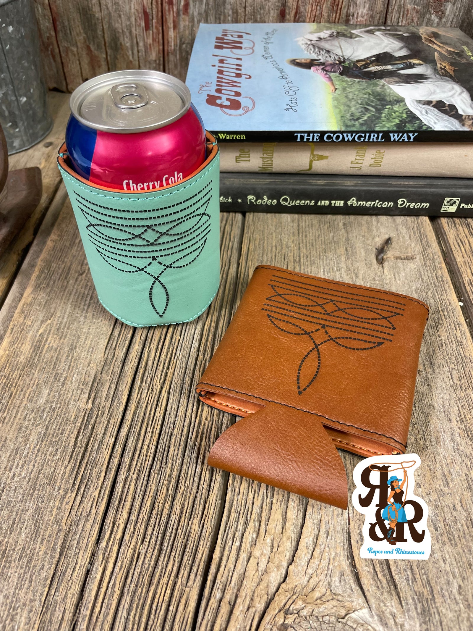 Boot Stitch Leatherette Can Cooler