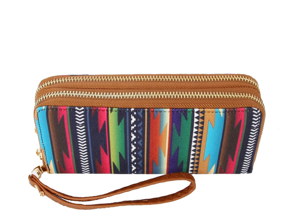 Aztec Double Zip Wallet