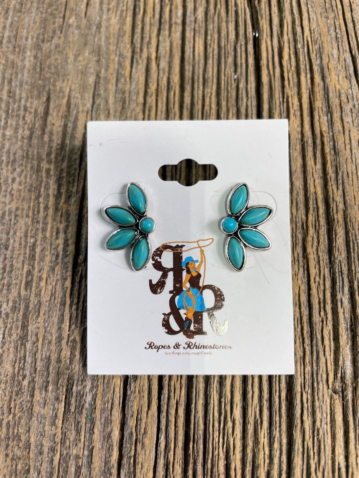 Turquoise Half Flower Earrings