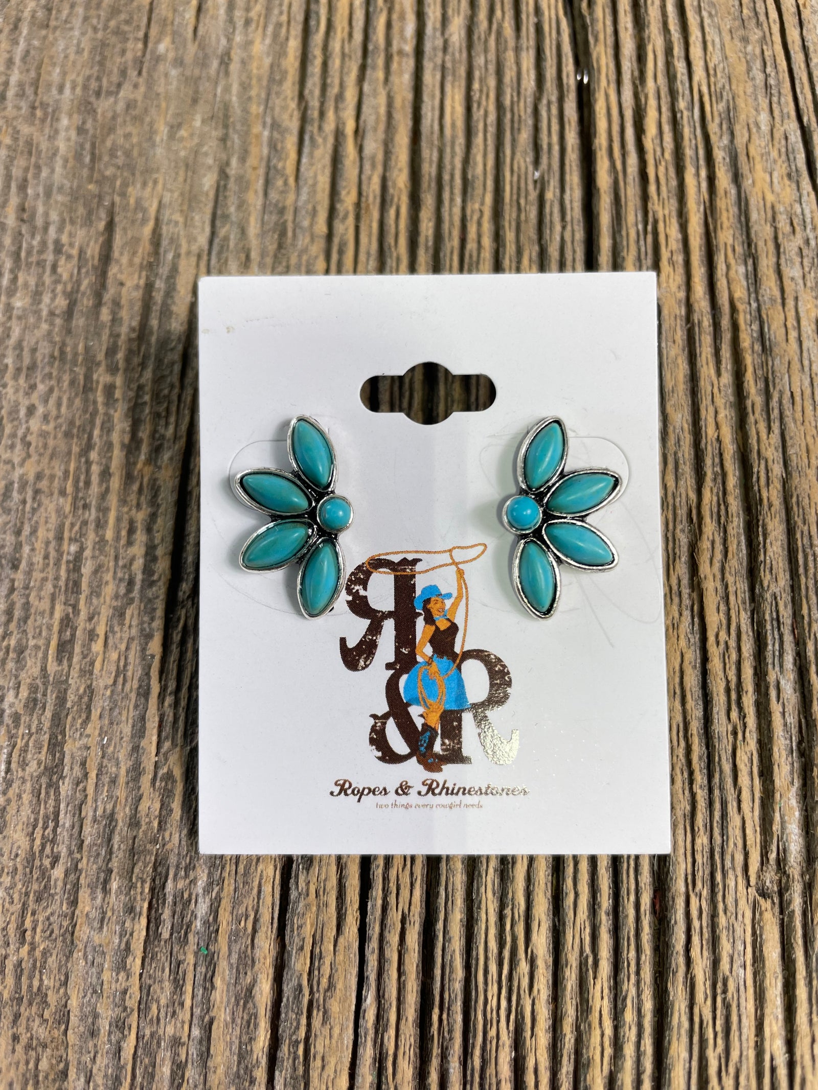 Turquoise Half Flower Earrings