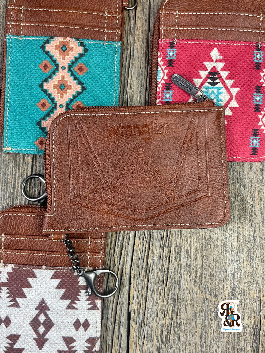 Wrangler Southwest Zip Key Chain Card Wallet