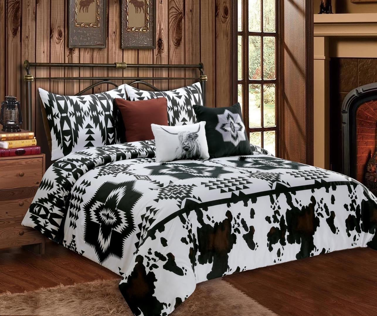 Cowhide Print & Aztec Comforter Set