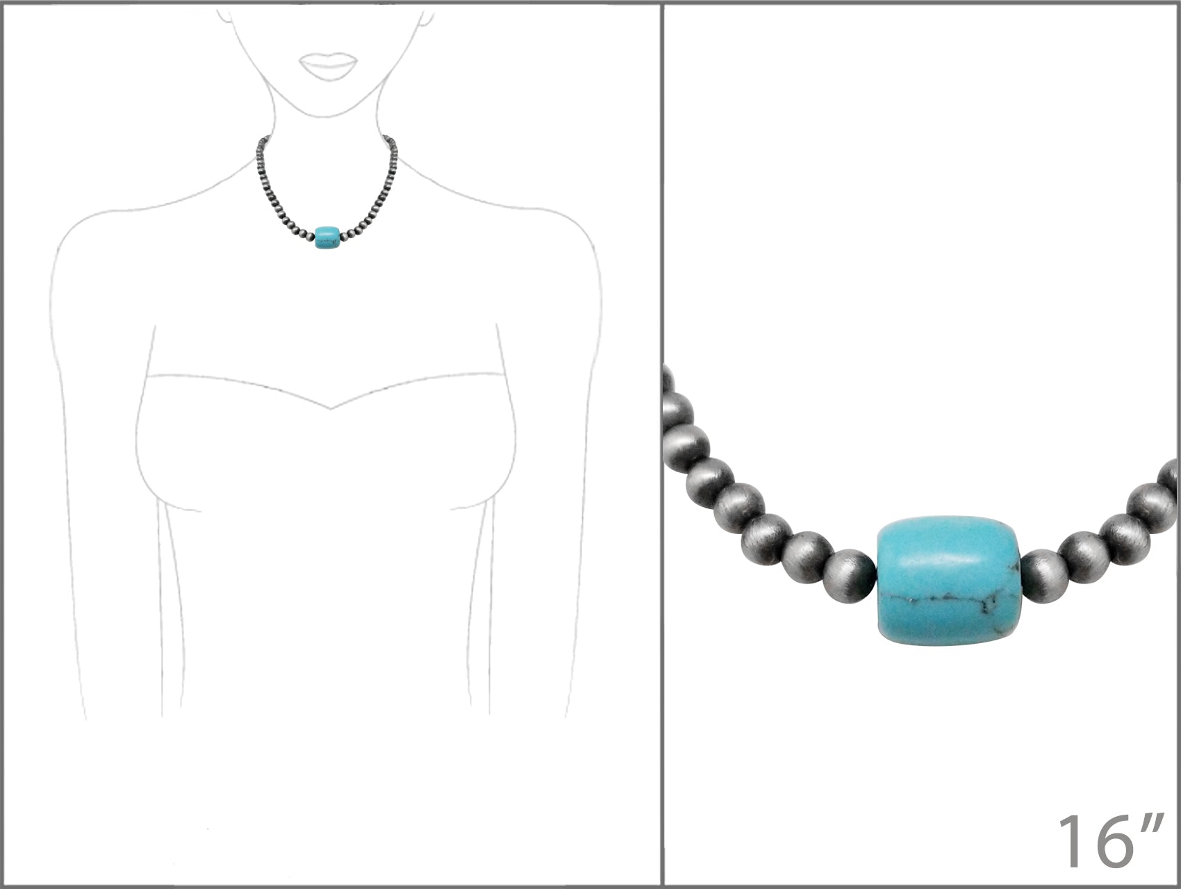 Turquoise Barrel Bead Necklace