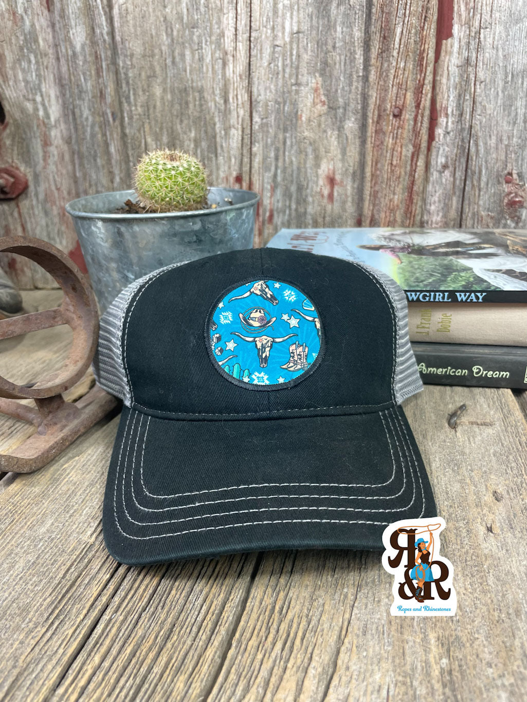 Cow Skull Pattern Patch Cap