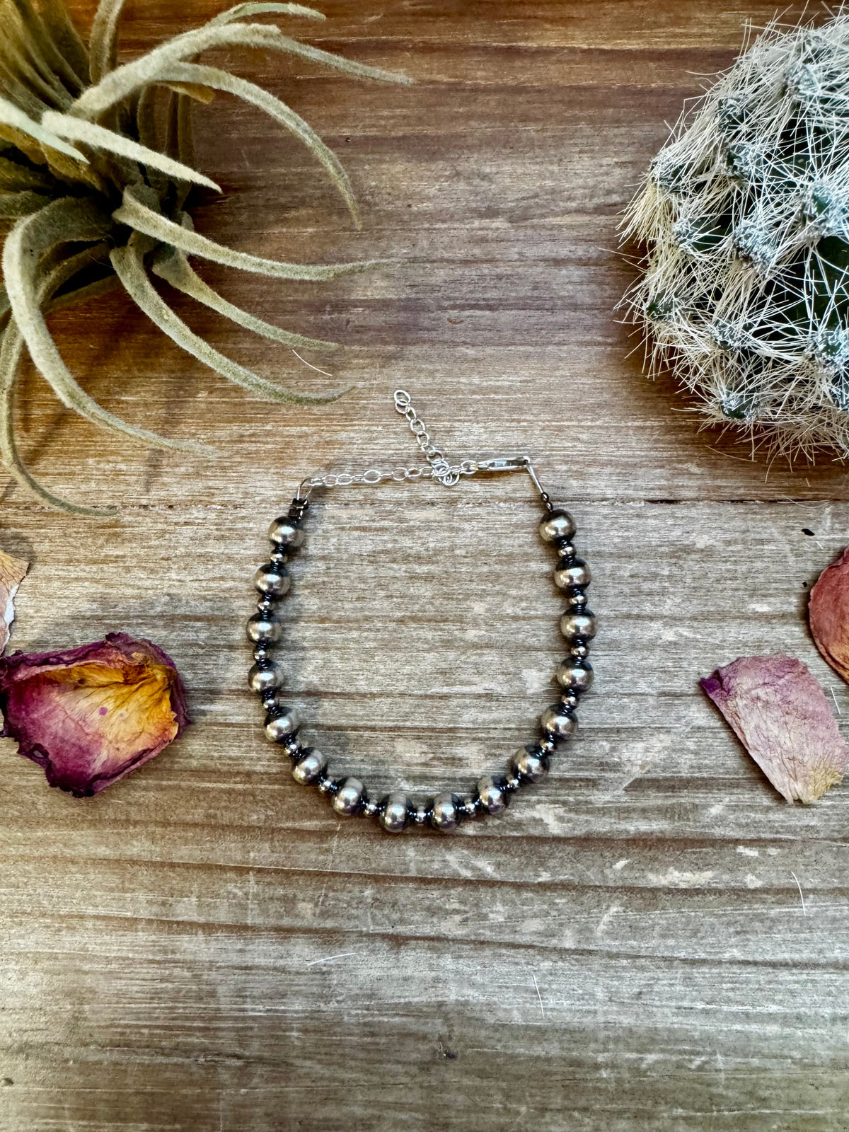 3 mm &amp; 6 mm Sterling Silver Pearls bracelet