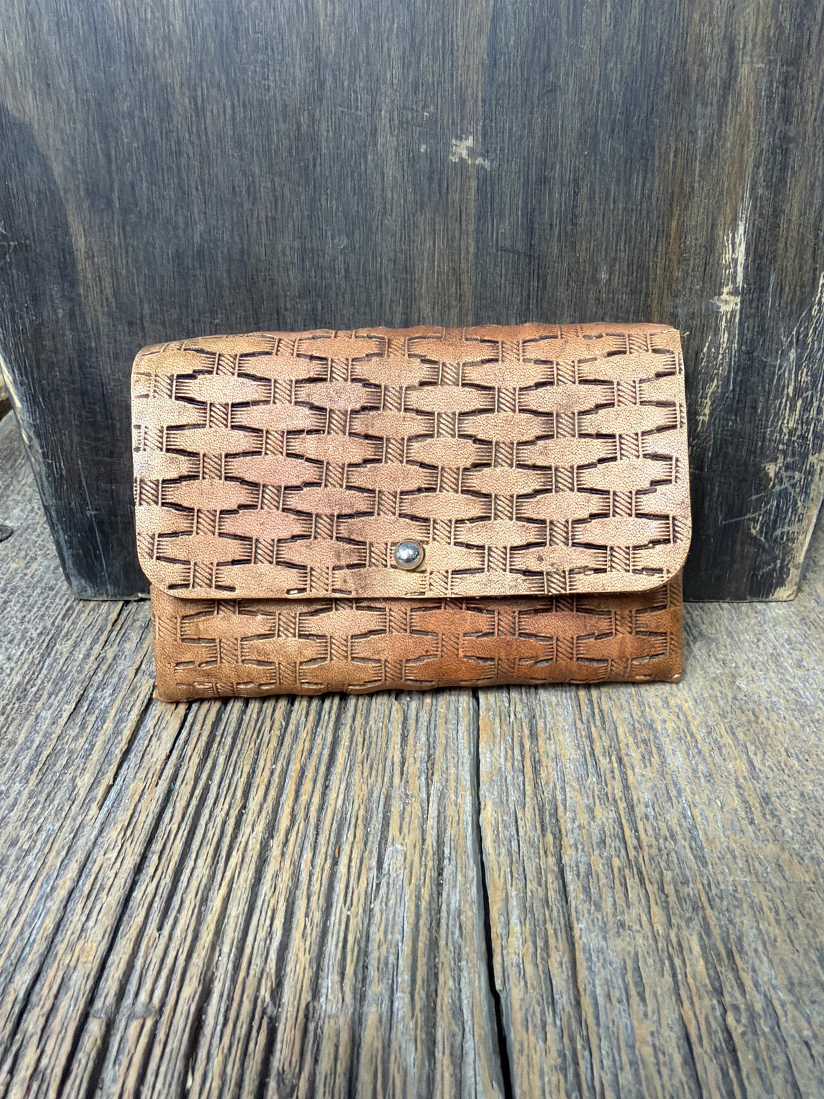 Leather tooled card wallet