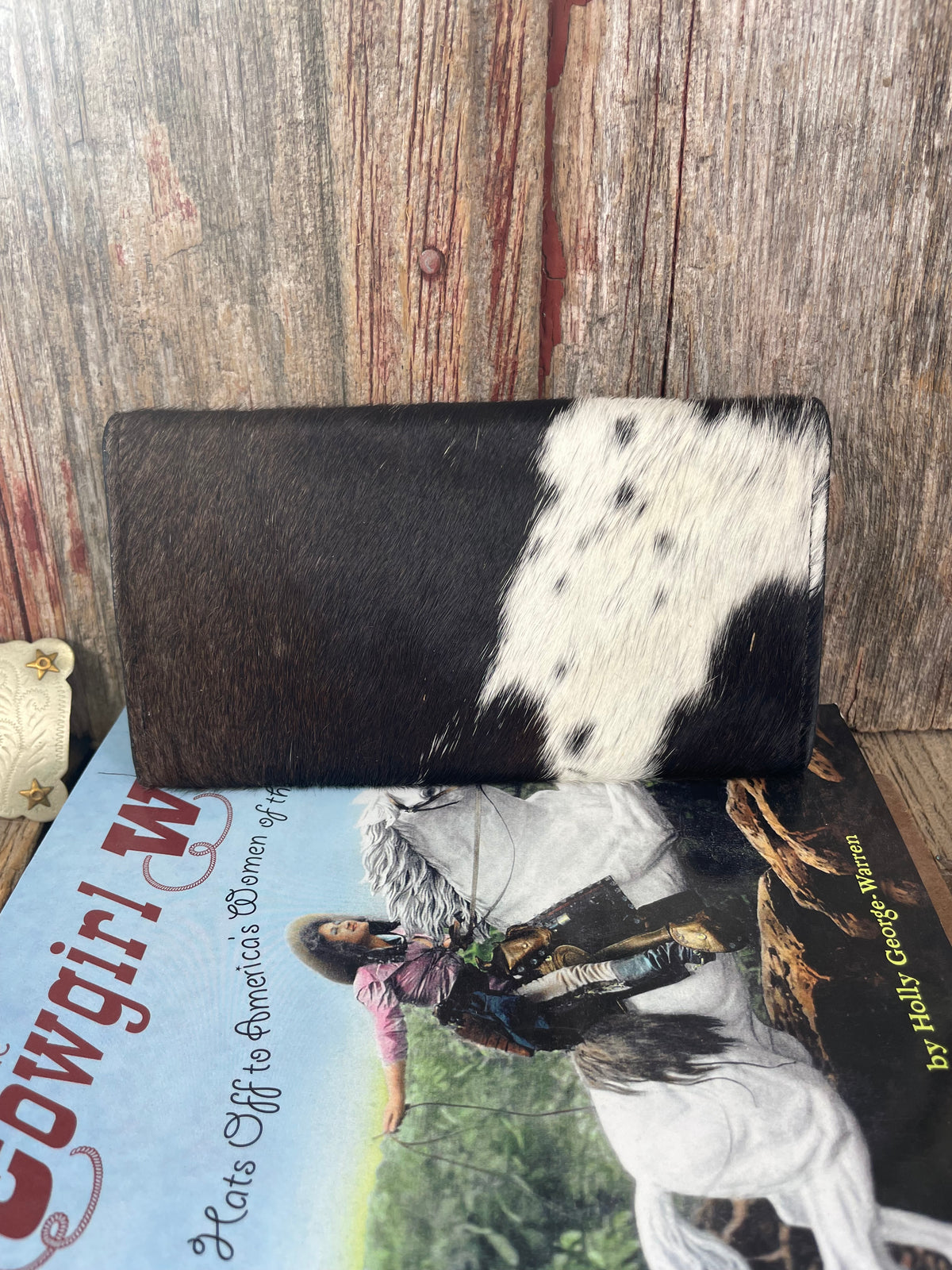 Tooled Leather &amp; Cowhide Wallet