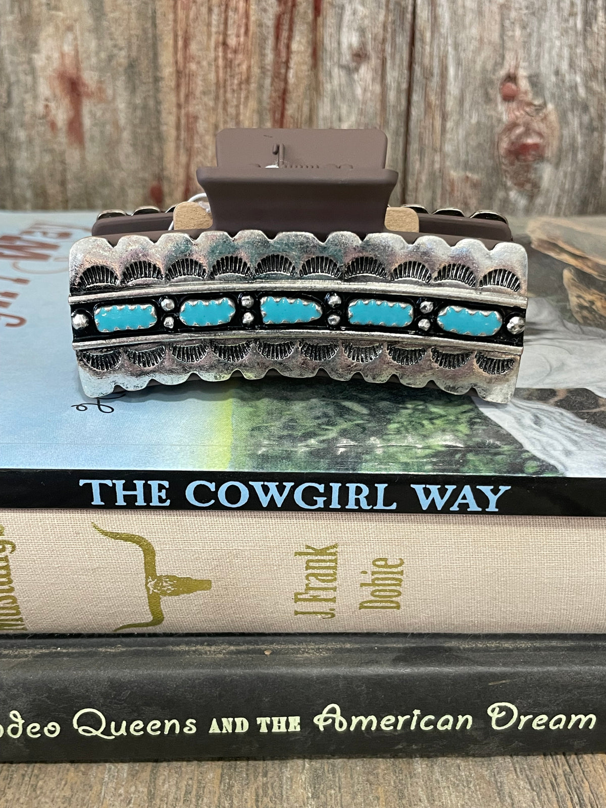 Silver &amp; Turquoise Look Hair Clip