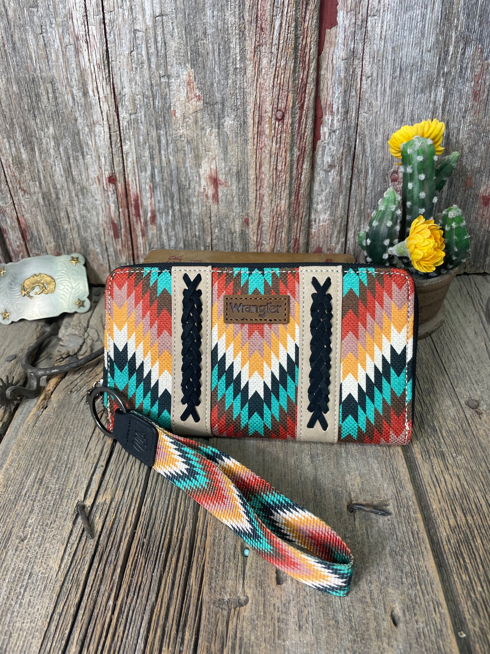 Aztec Print Wrangler Wrist Wallet