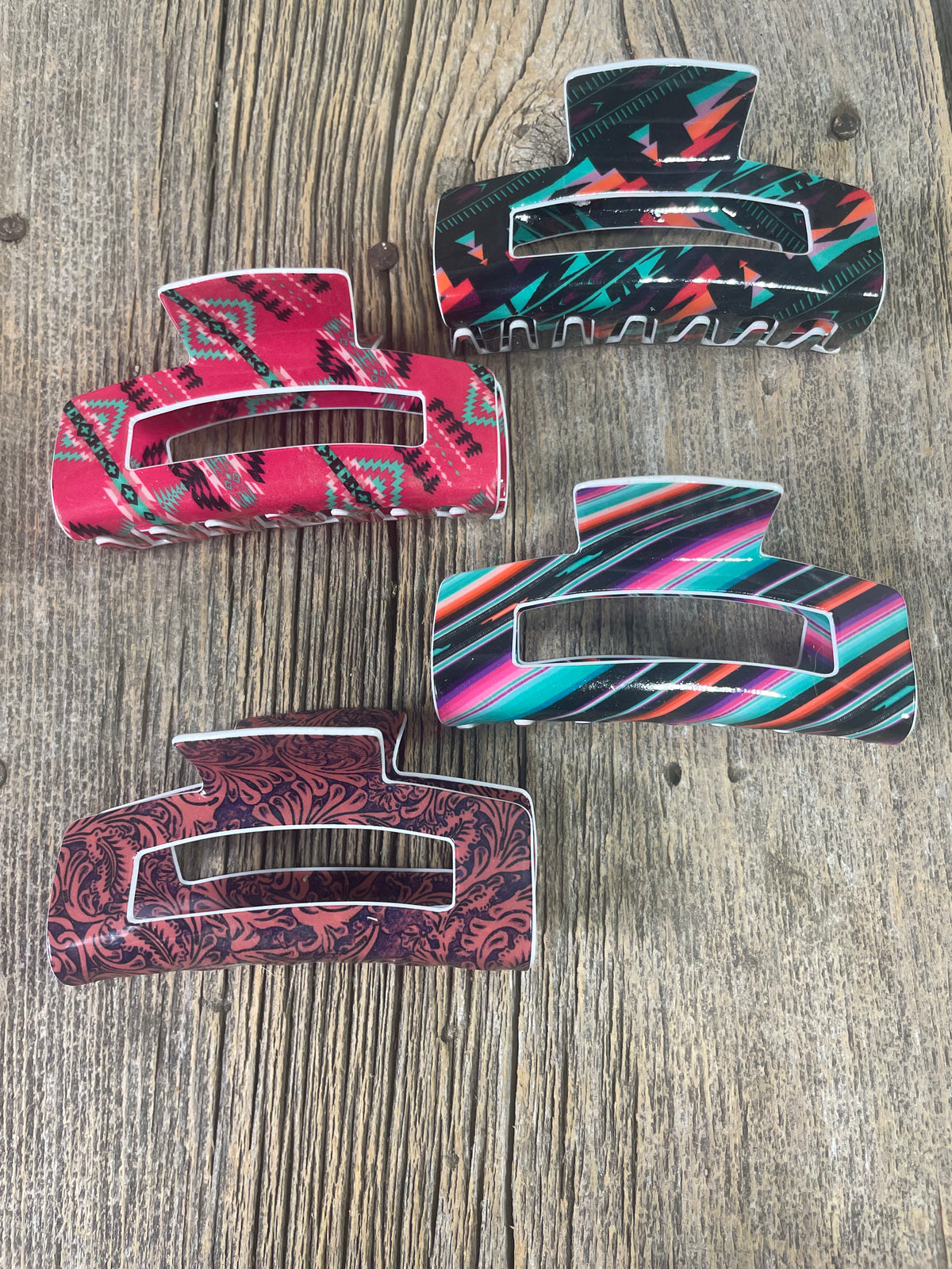 Western Print Acrylic Hair Clip